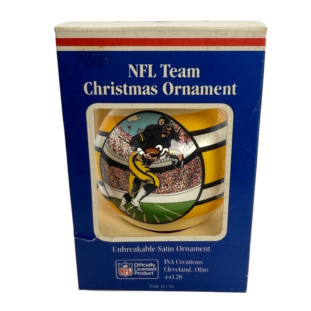 Vintage NIB Pittsburgh Steelers NFL Christmas Ornament Unbreakable‎ Satin Ball